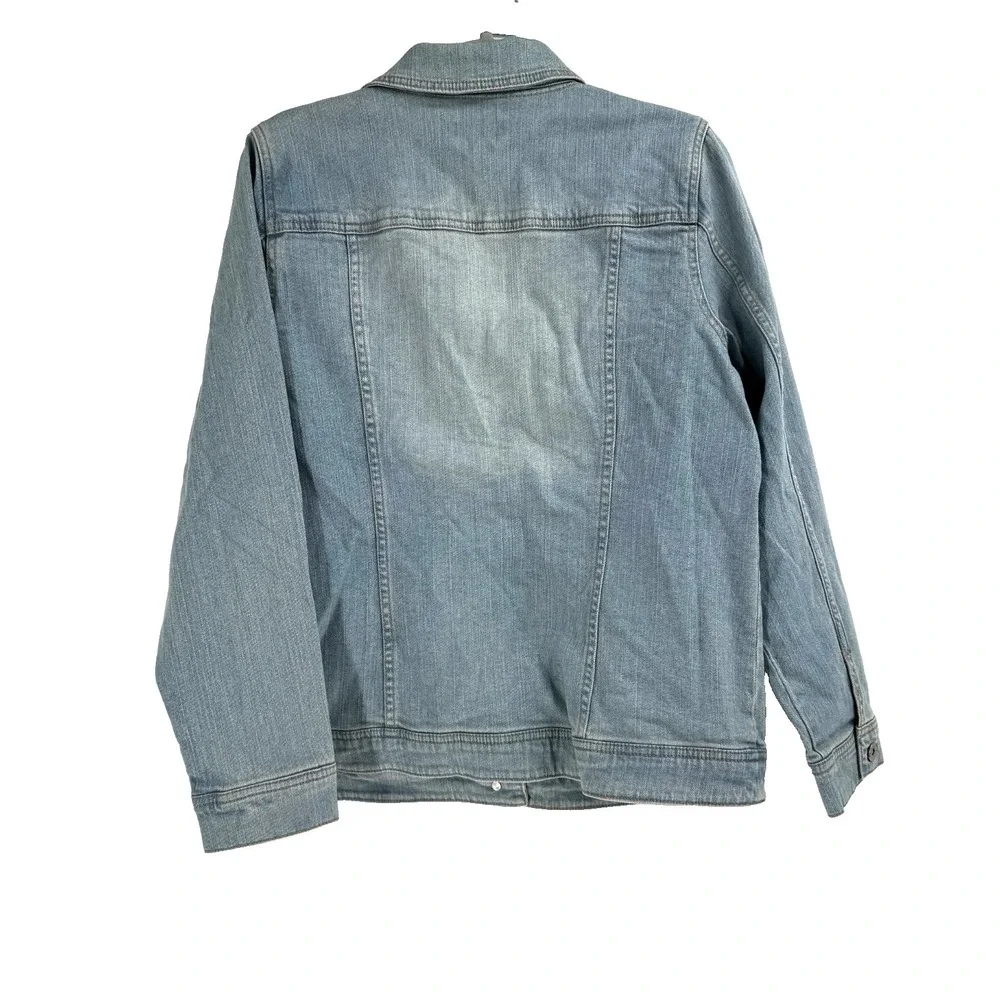 D & Co. Embroidered Daisy Trucker Jean Jacket Women's Med Western Cowgirl Rodeo‎